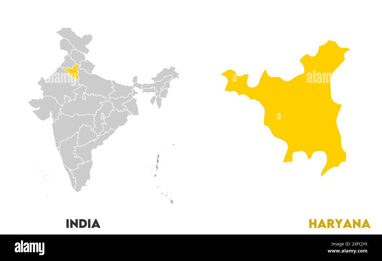 Haryana Map1, State of India, Republic of India, government, Political map, modern map, Indian flag, vector illustration Stock Vector