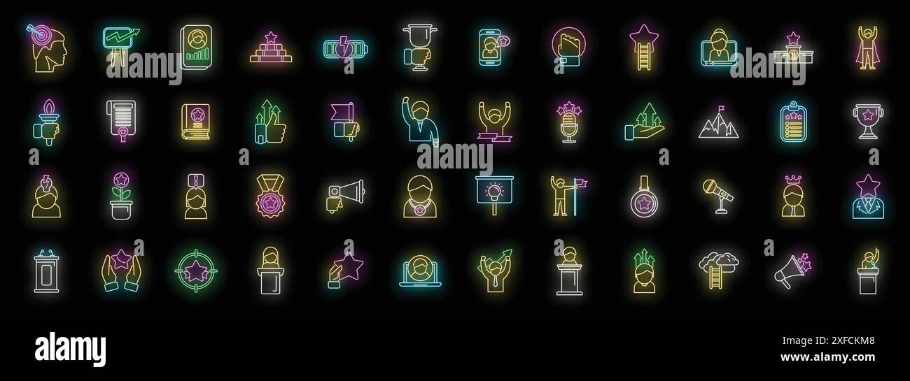 Motivational speaker icons set outline vector. Human seminar. Speech ...
