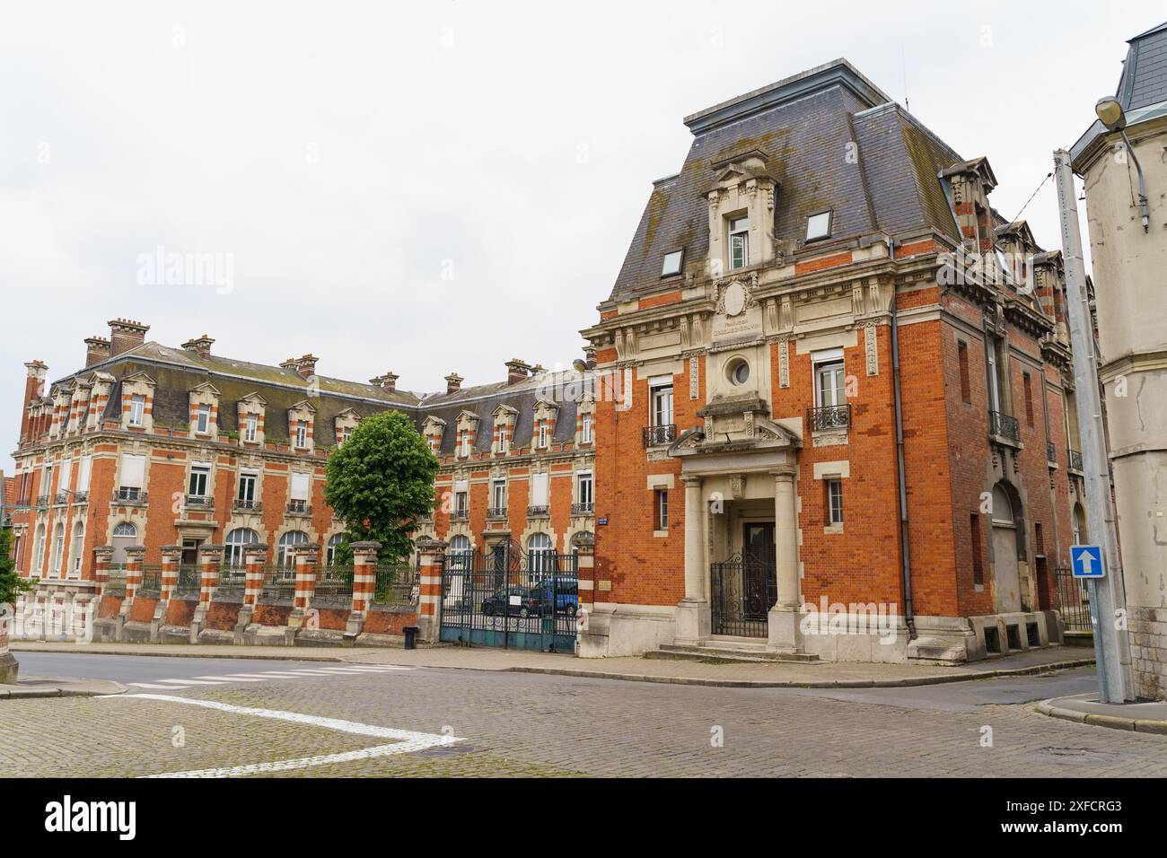 Cambrai, France May 21, 2023 A stately brick mansion with ornate