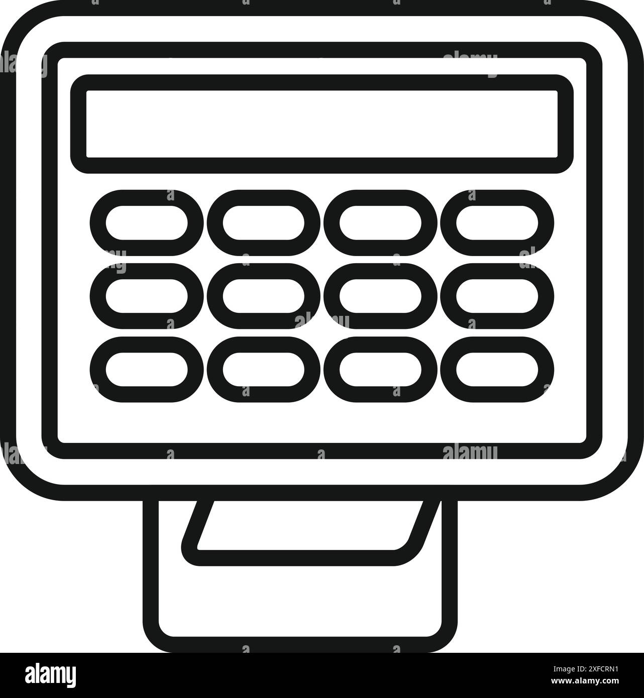 Line art icon of a point of sale terminal accepting a contactless ...