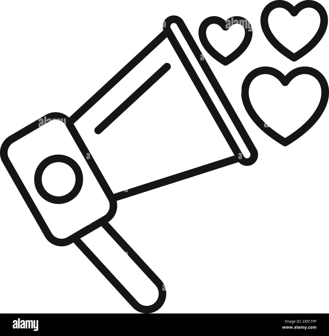 Line drawing of a megaphone announcing a charity event with love hearts ...