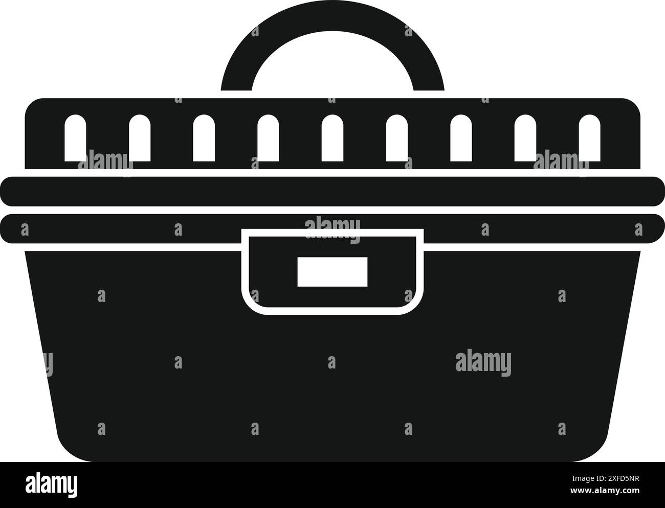 Black plastic pet carrier is providing a safe and secure space for