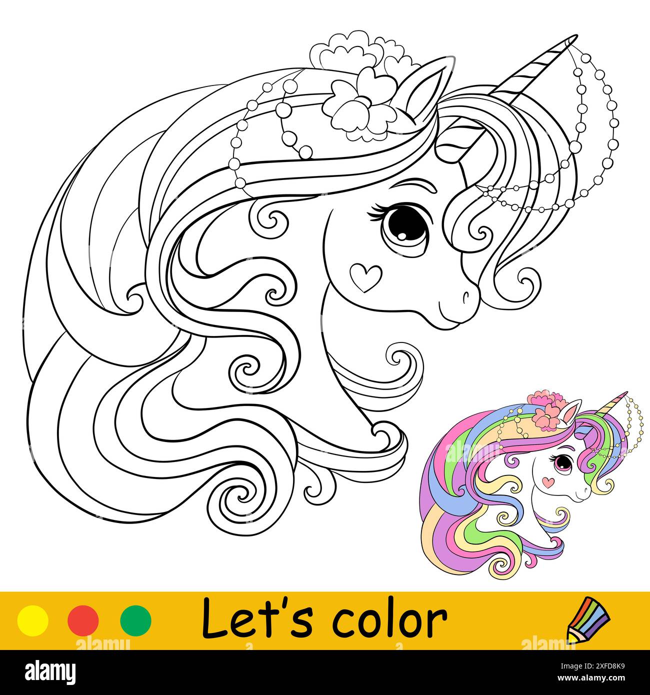 coloring-with-color-template-unicorn-head-vector-stock-vector-image