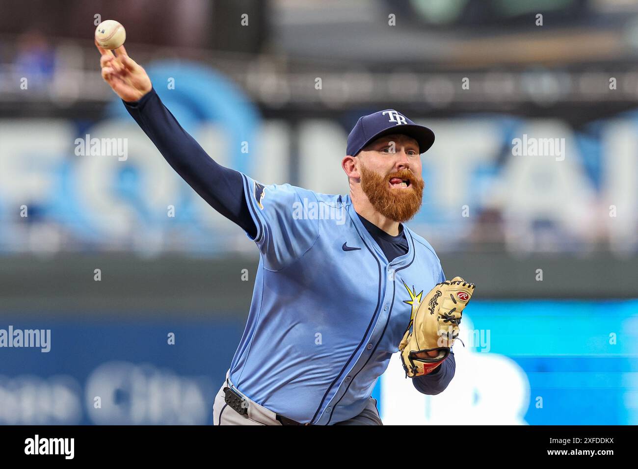 July 2, 2024: Tampa Bay Rays starting pitcher Zack Littell (52) throws during the first inning