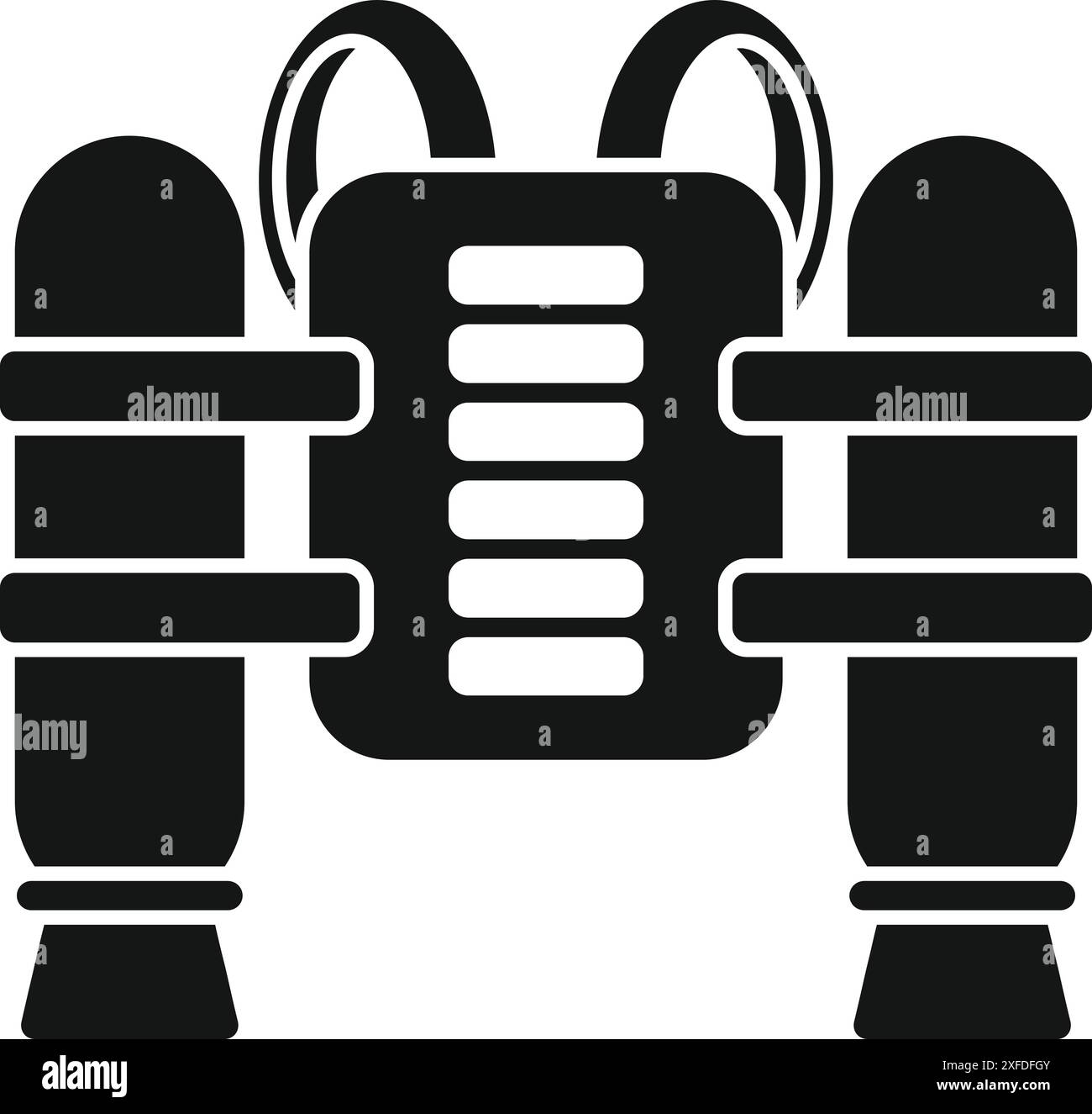 Black silhouette of a scuba diving equipment with oxygen tanks