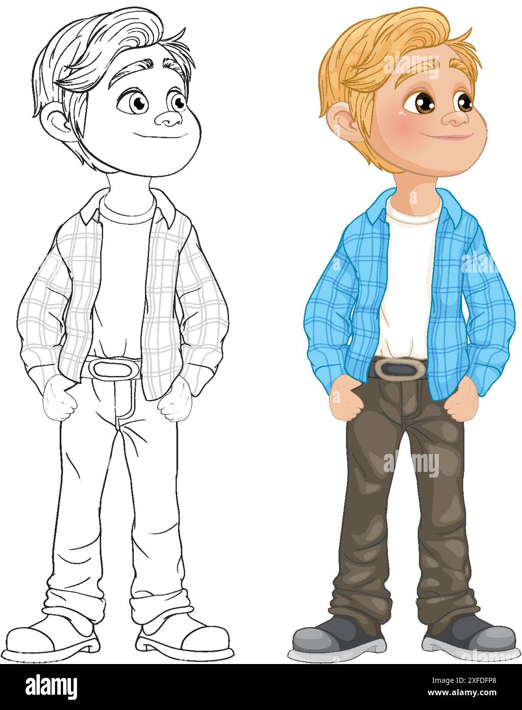 Illustration of a boy in a blue shirt Stock Vector Image & Art - Alamy