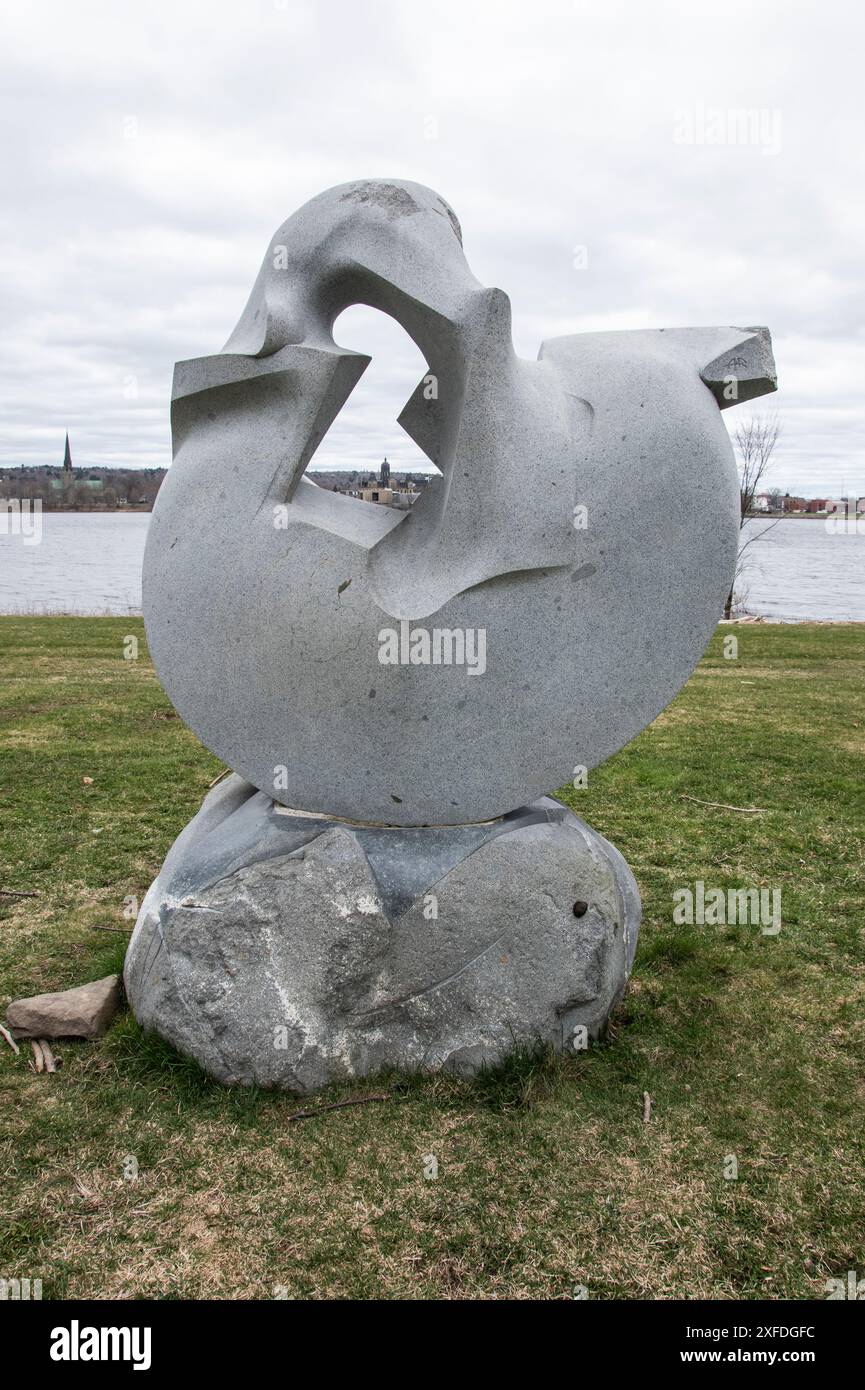 Aspiration marble sculpture at Carleton Park north riverfront in Fredericton, New Brunswick, Canada Stock Photo