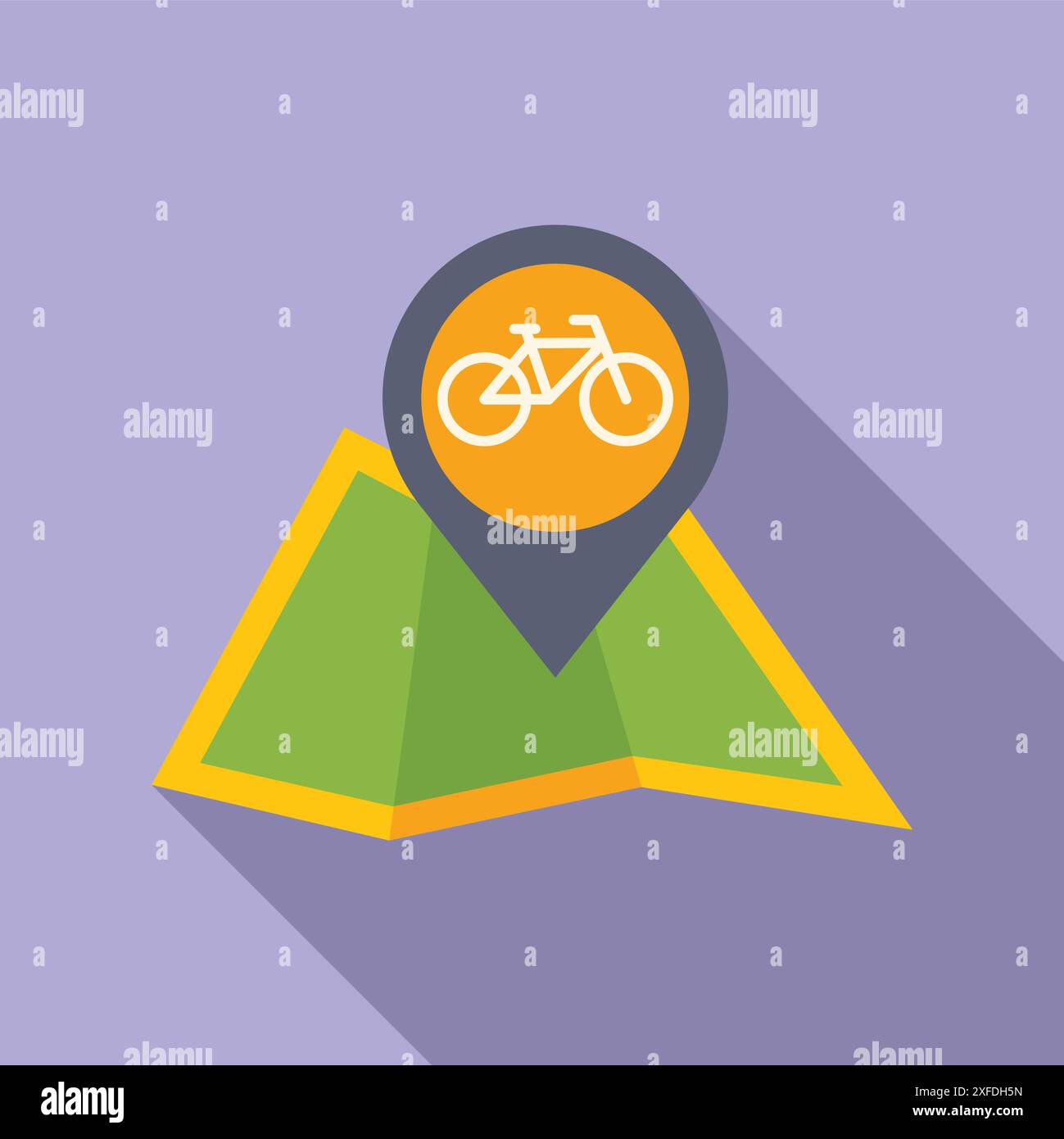 Bicycle icon is marking a location - Bicycle Icon Is Marking A Location On A Map Representing Cycling Routes Tourism And Outdoor Activities 2XFDH5N 
