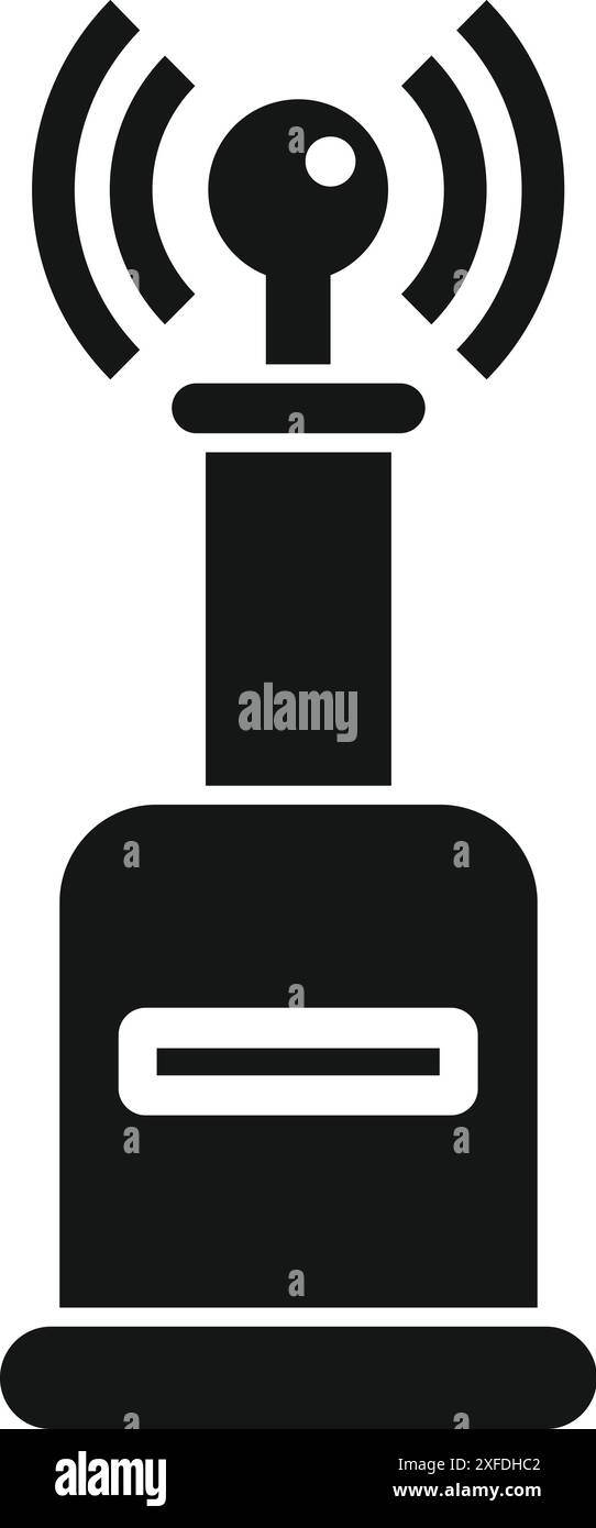 Sensor tower emitting wifi signal on a white background Stock Vector