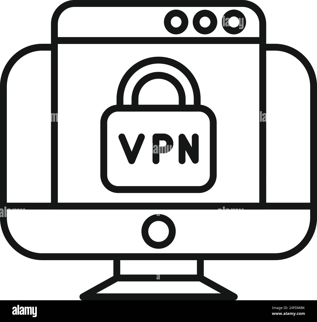Simple icon of a computer with a vpn configuration window open Stock ...