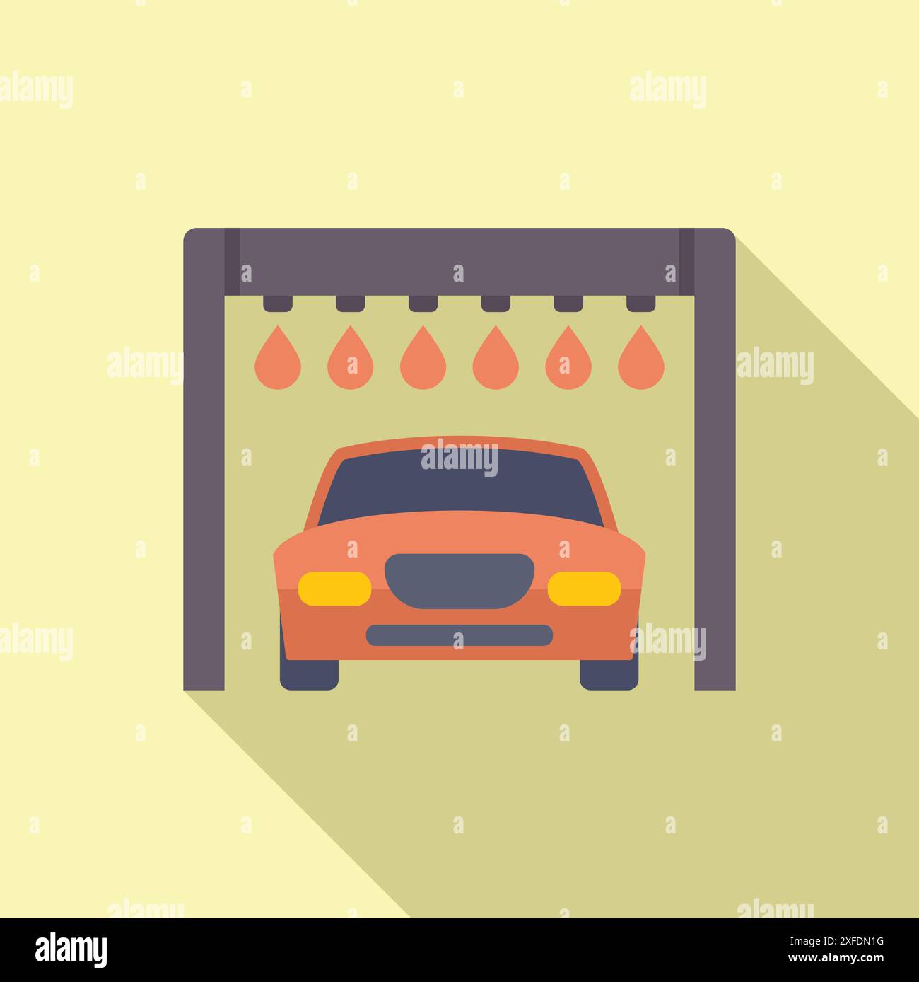 Automatic car wash system cleaning a modern vehicle stock vector image
