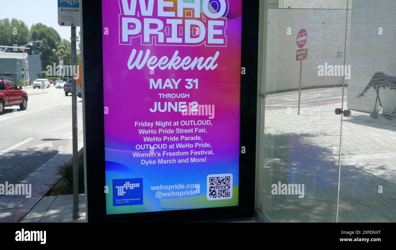 Los Angeles, California, USA 2nd July 2024 Weho Pride Weekend Bus Stop
