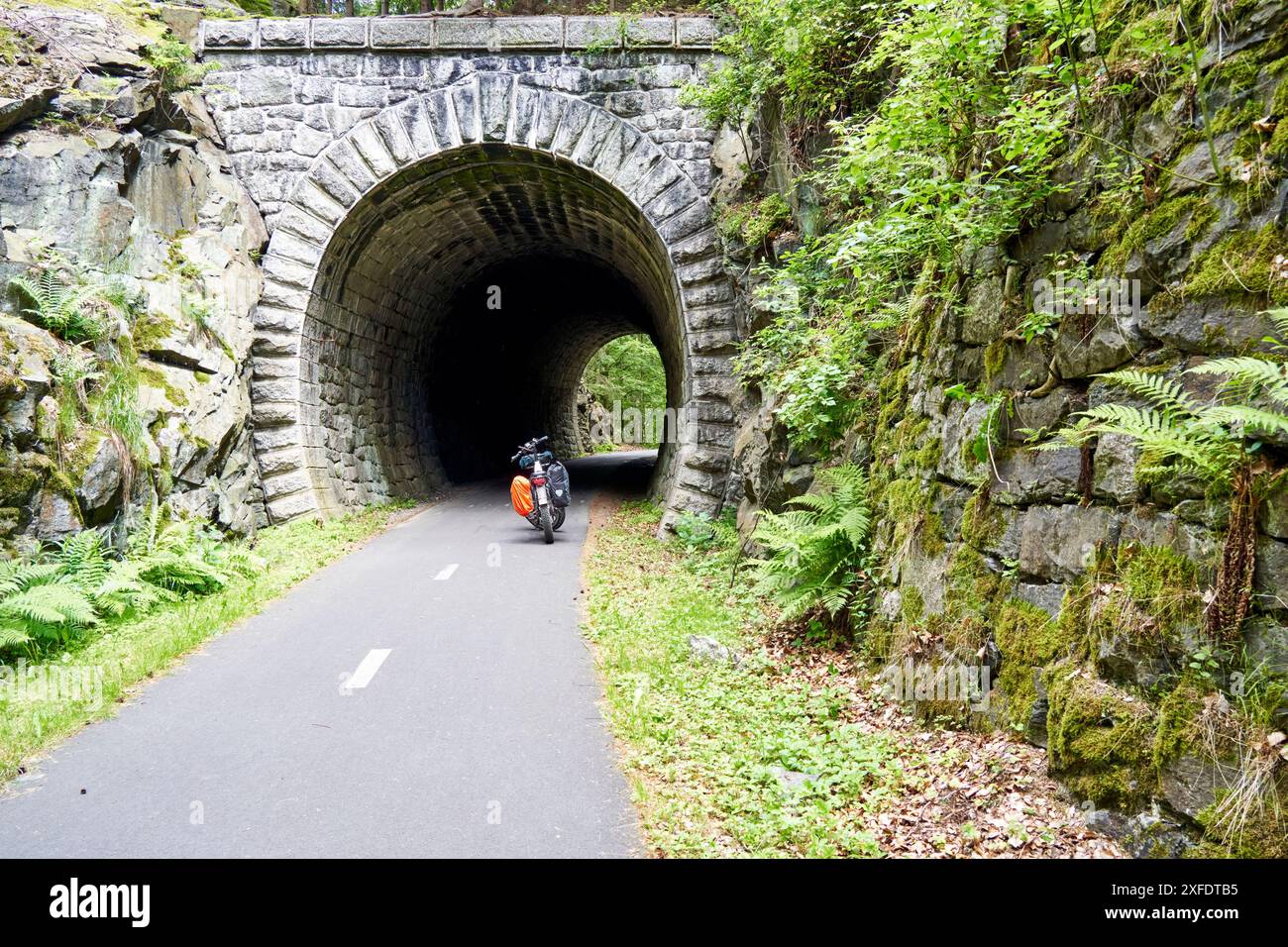 Tunnel on a Former Railway Line in Czechia Converted into a Paved Long ...