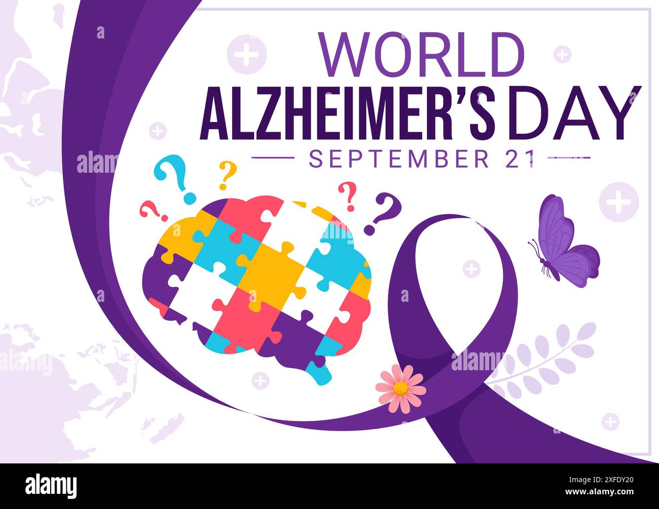 World Alzheimer's Day Vector Illustration featuring an Elderly and a ...