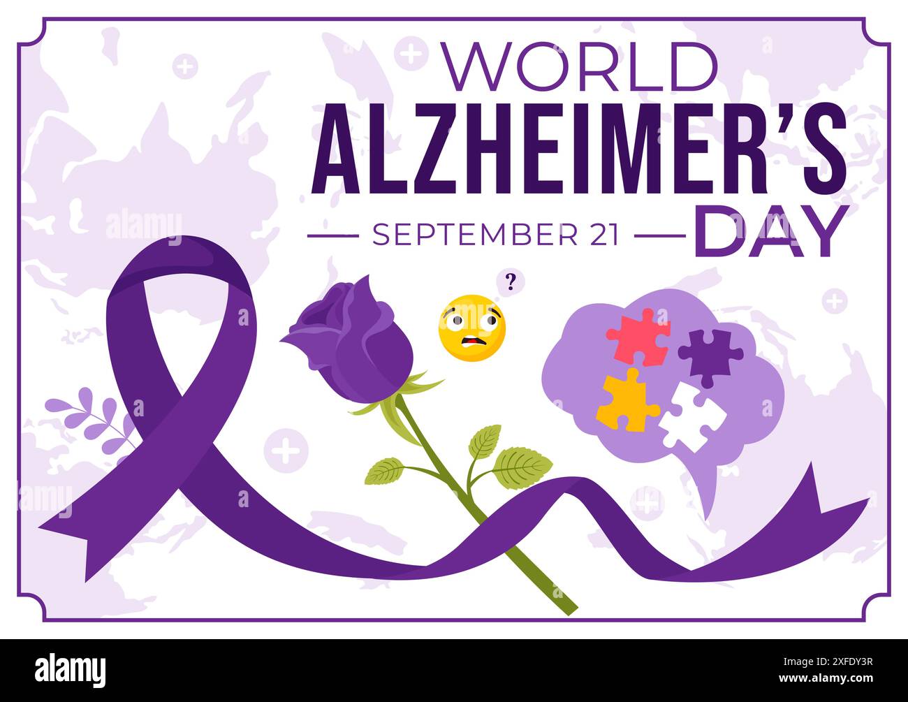 World Alzheimer's Day Vector Illustration featuring an Elderly and a ...