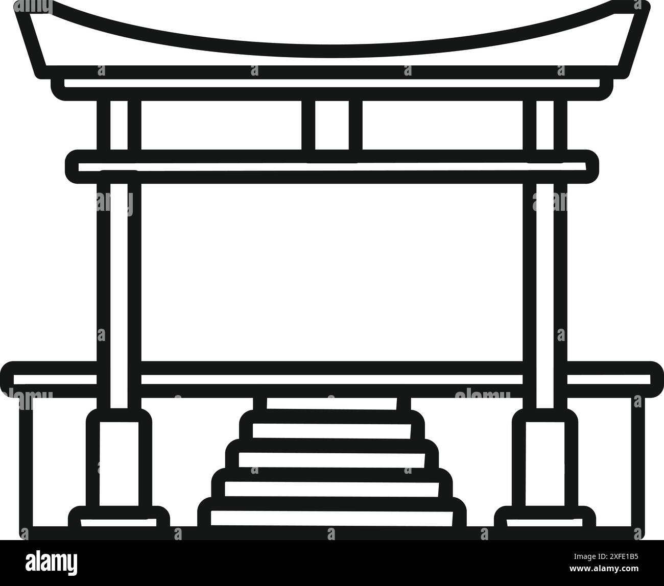 Simple line drawing of a traditional japanese shinto shrine gate with ...