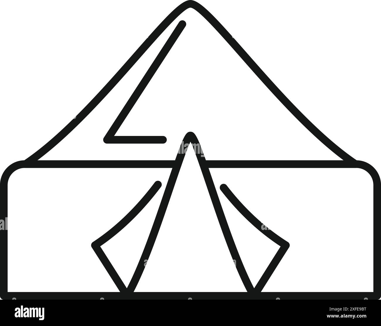 Line art icon of a camping tent providing shelter and representing the ...