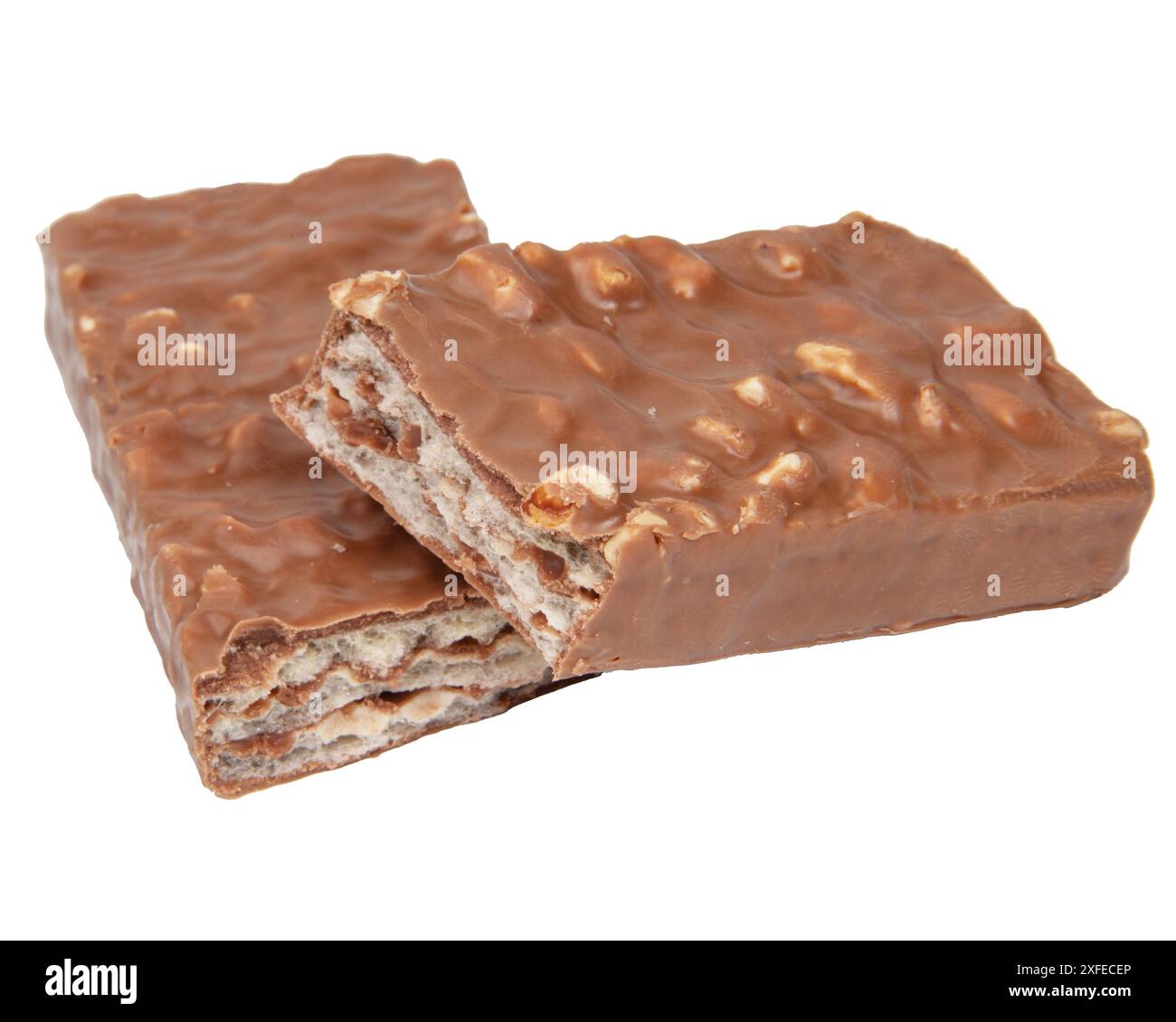 chocolate waffle bar isolated on white background Stock Photo