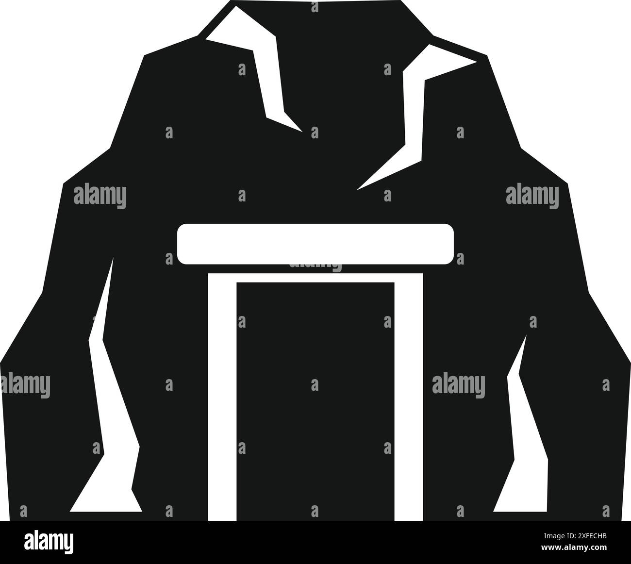 Simple icon of a mine entrance with support beams holding up rocks ...