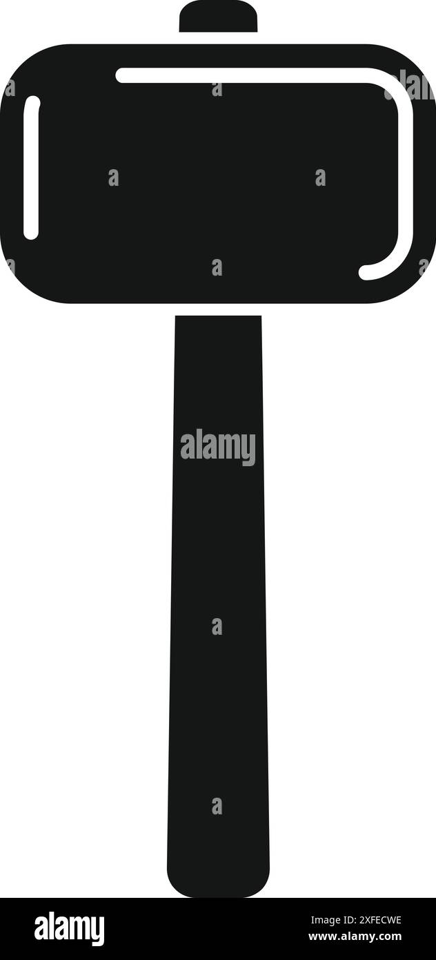 Blacksmith hammer with wooden handle forging metal objects, simple style Stock Vector