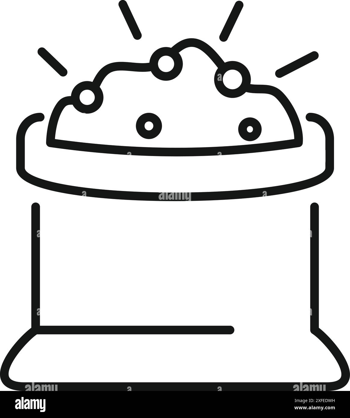 Line drawing of an open fertilizer bag releasing shining particles ...