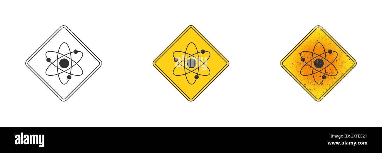 Atom icon. Molecule symbol. Flat and linear design. Vector illustration Stock Vector