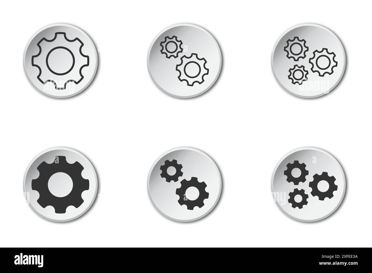 Gear icon set. Settings symbol. Flat vector illustration Stock Vector