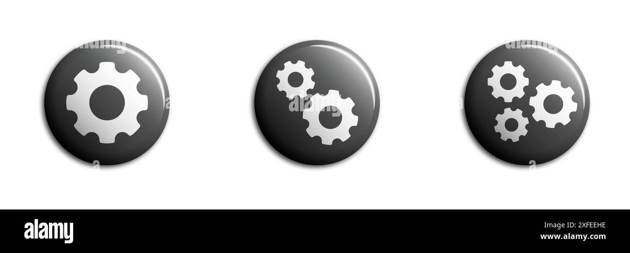 Gear icon set. Settings symbol. Flat vector illustration Stock Vector