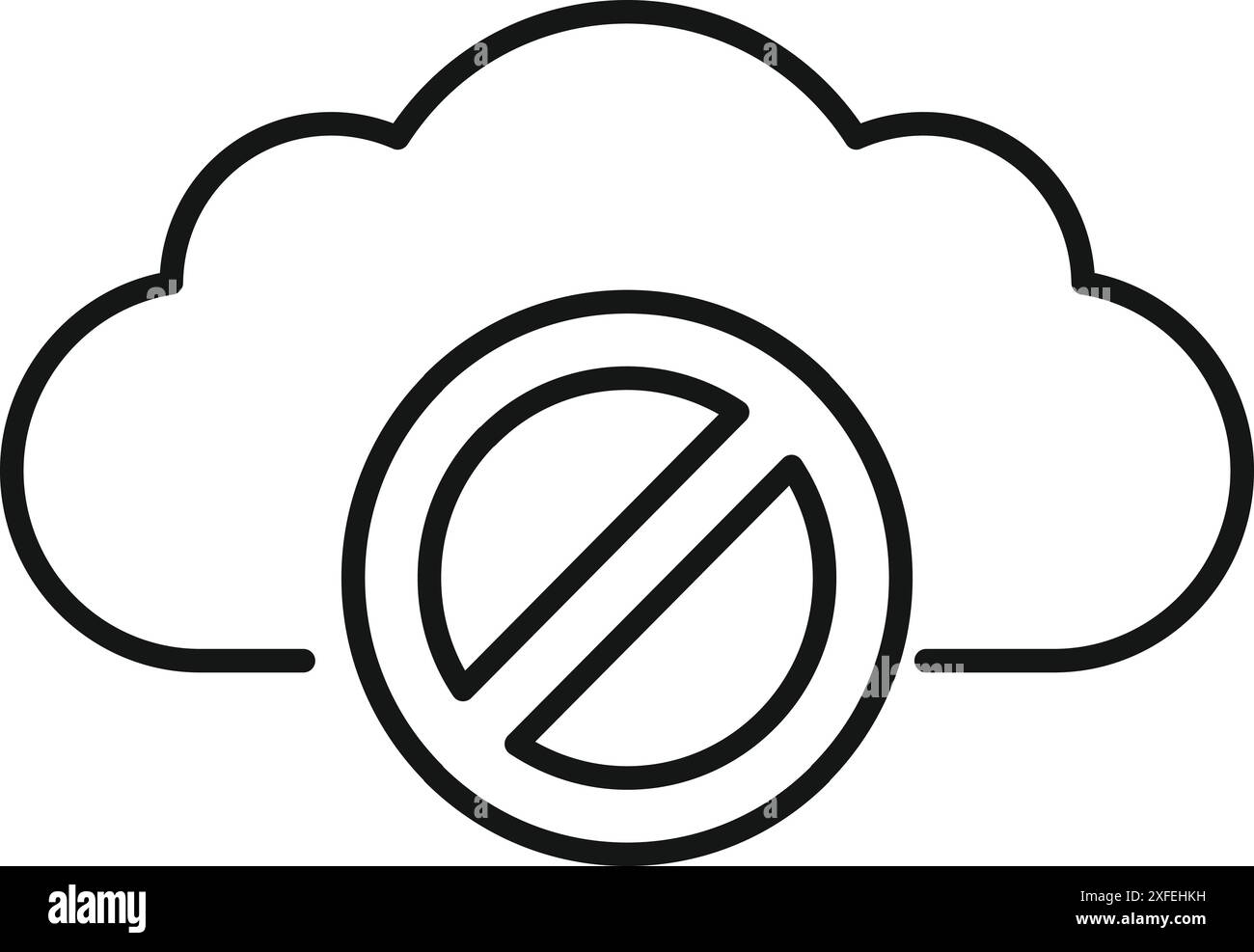 Simple line icon of a cloud computing symbol with a diagonal line ...