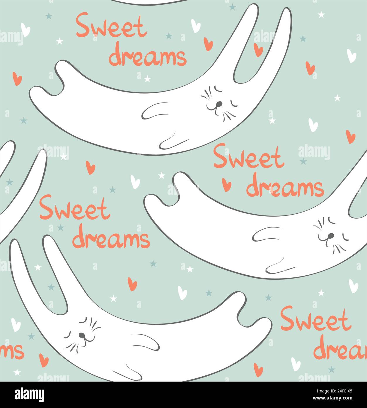 Cartoon Sleeping rabbit. Cute Hand Drawn illustration Stock Vector ...