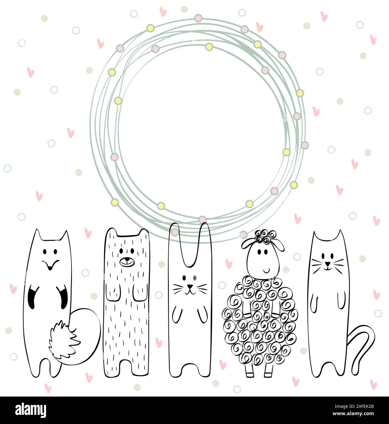 Frame with cartoon animals on a white background Stock Vector Image ...