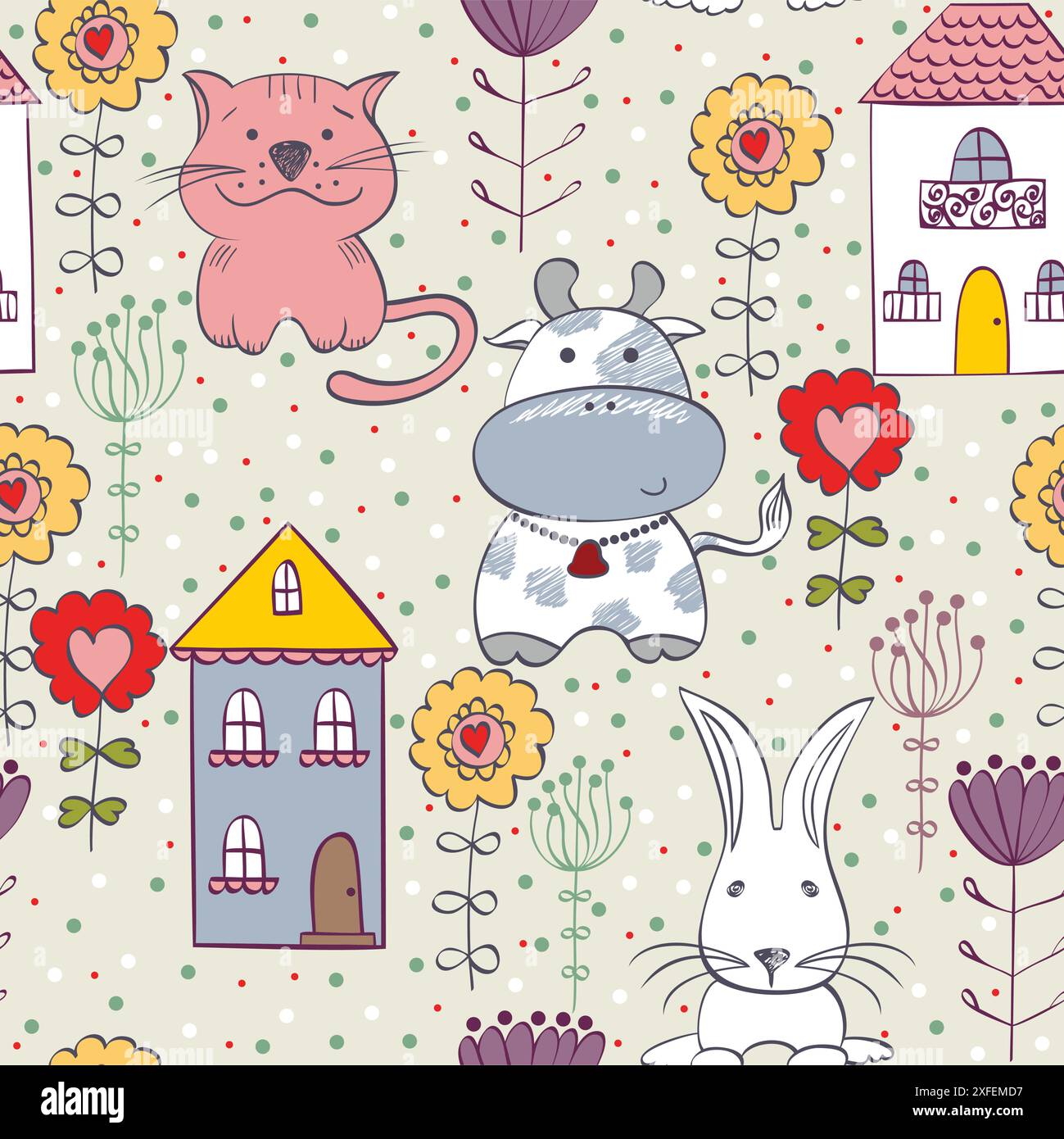 vector art seamless pattern with farm animals Stock Vector Image & Art ...
