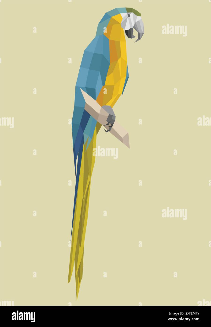 macaw parrot in low polygon style on a light background Stock Vector