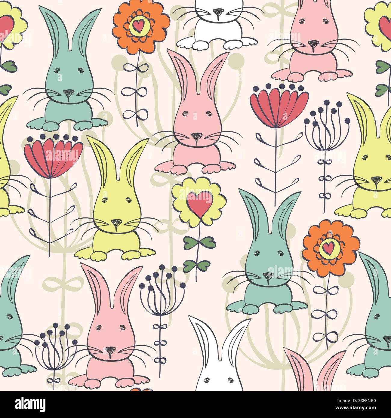 vector art seamless pattern with farm animals Stock Vector Image & Art ...