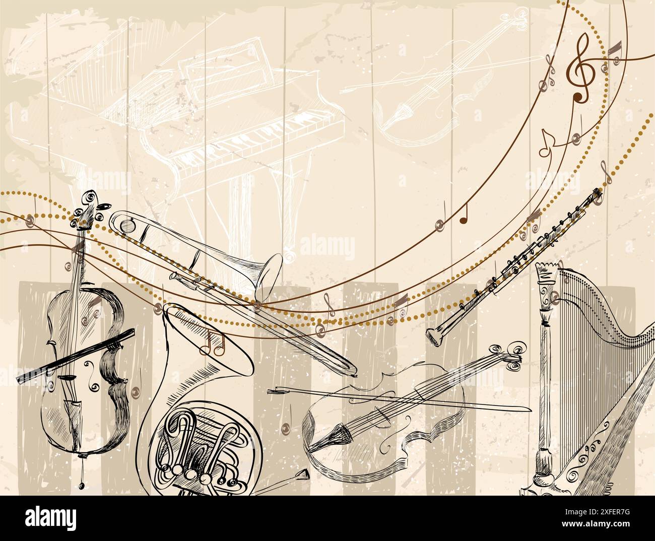 Instruments Light Background Vector Sketch musical instruments on a light background Stock Vector ...