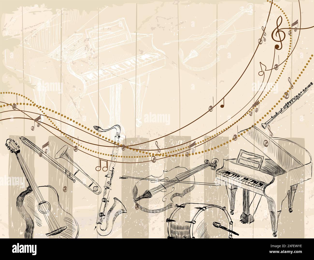 Instruments Light Background Vector Sketch musical instruments on a light background Stock Vector ...