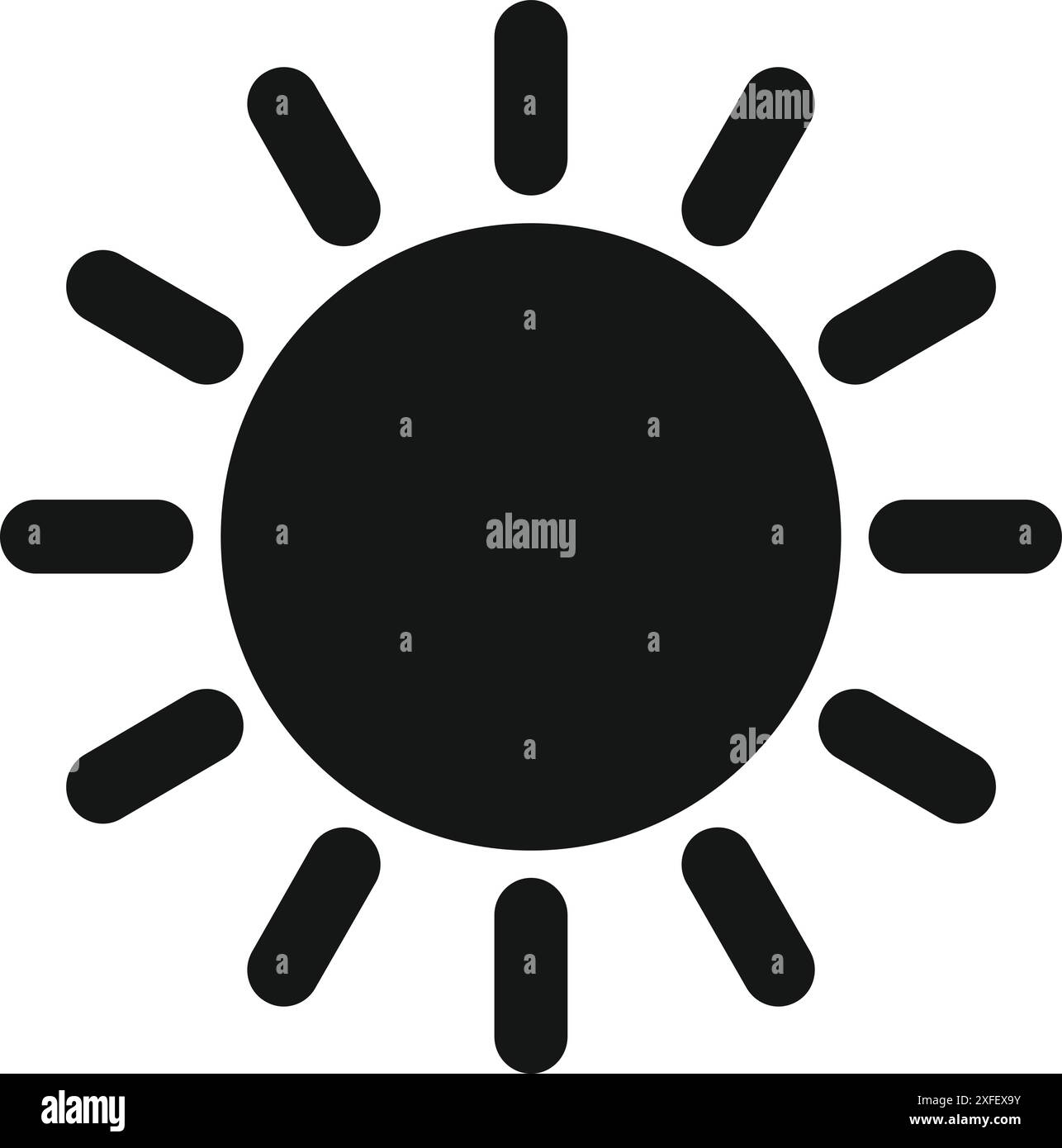 Simple black weather icon of a sun shining with rays Stock Vector Image ...