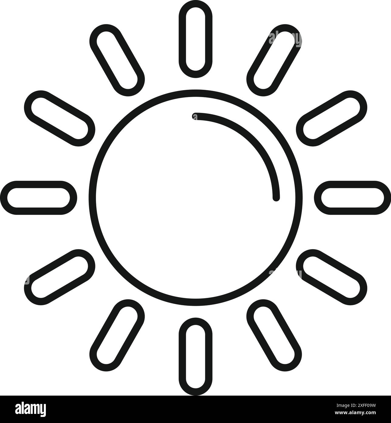 Simple black and white line art icon of a shining sun Stock Vector ...