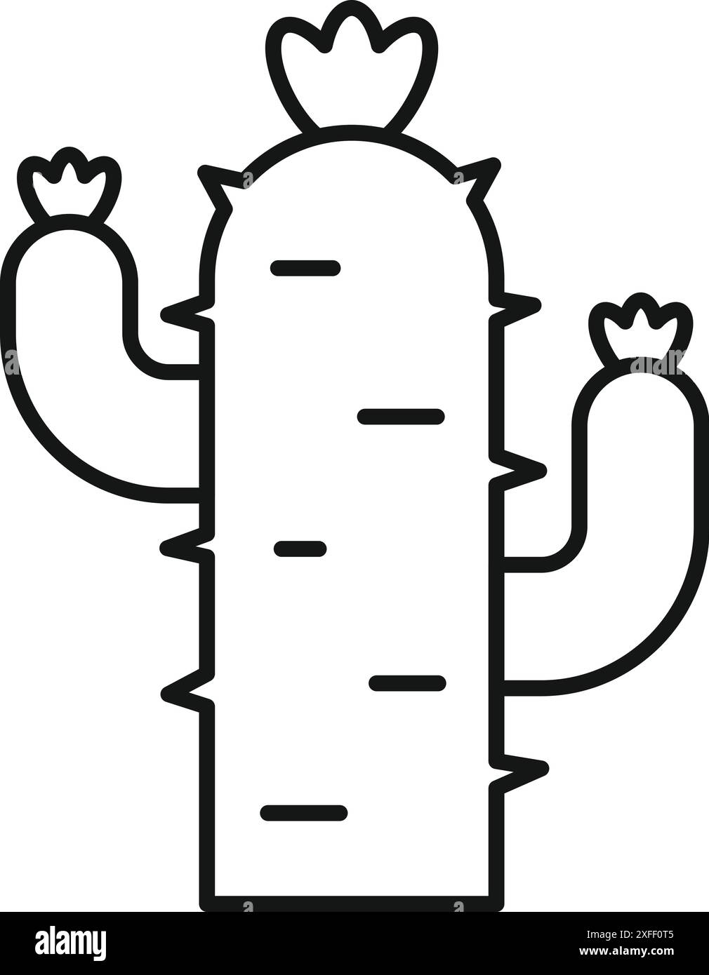 Simple black and white line art icon of a blooming cactus Stock Vector ...