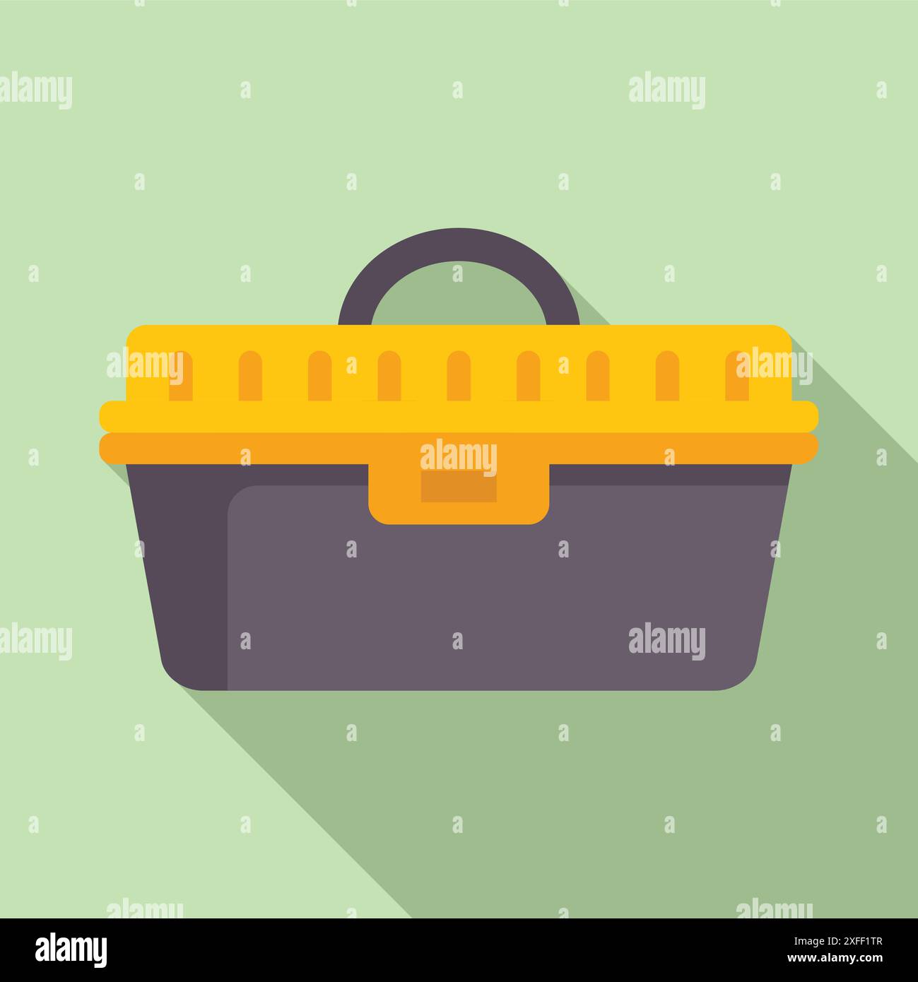 Yellow and grey plastic toolbox is lying with its shadow Stock Vector