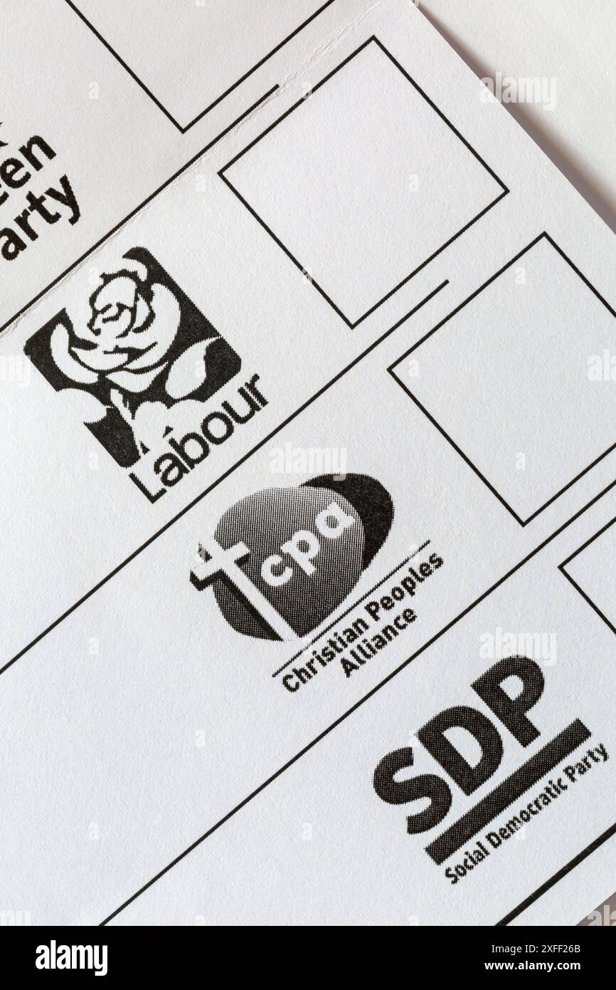 Some of political parties on Ballot Paper for Parliamentary general