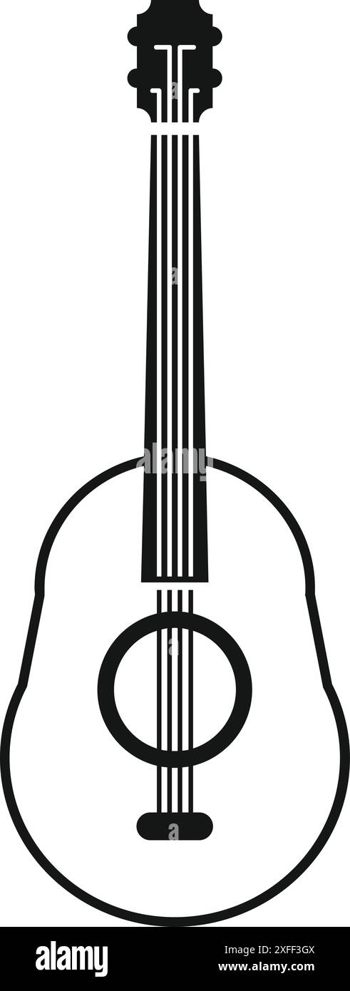 Black and white silhouette of an acoustic guitar standing up Stock ...