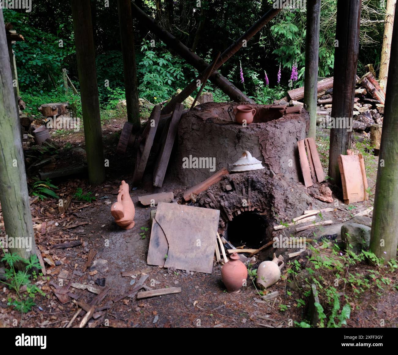 Replica Roman pottery kiln at Vindolanda. UK. Stock Photo