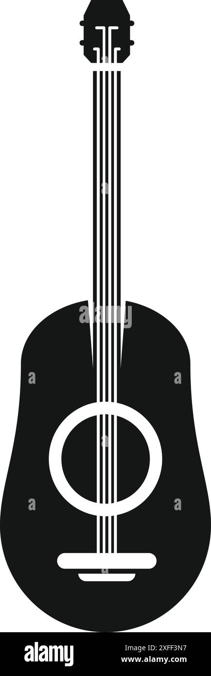 Simple black and white illustration of an acoustic guitar Stock Vector ...