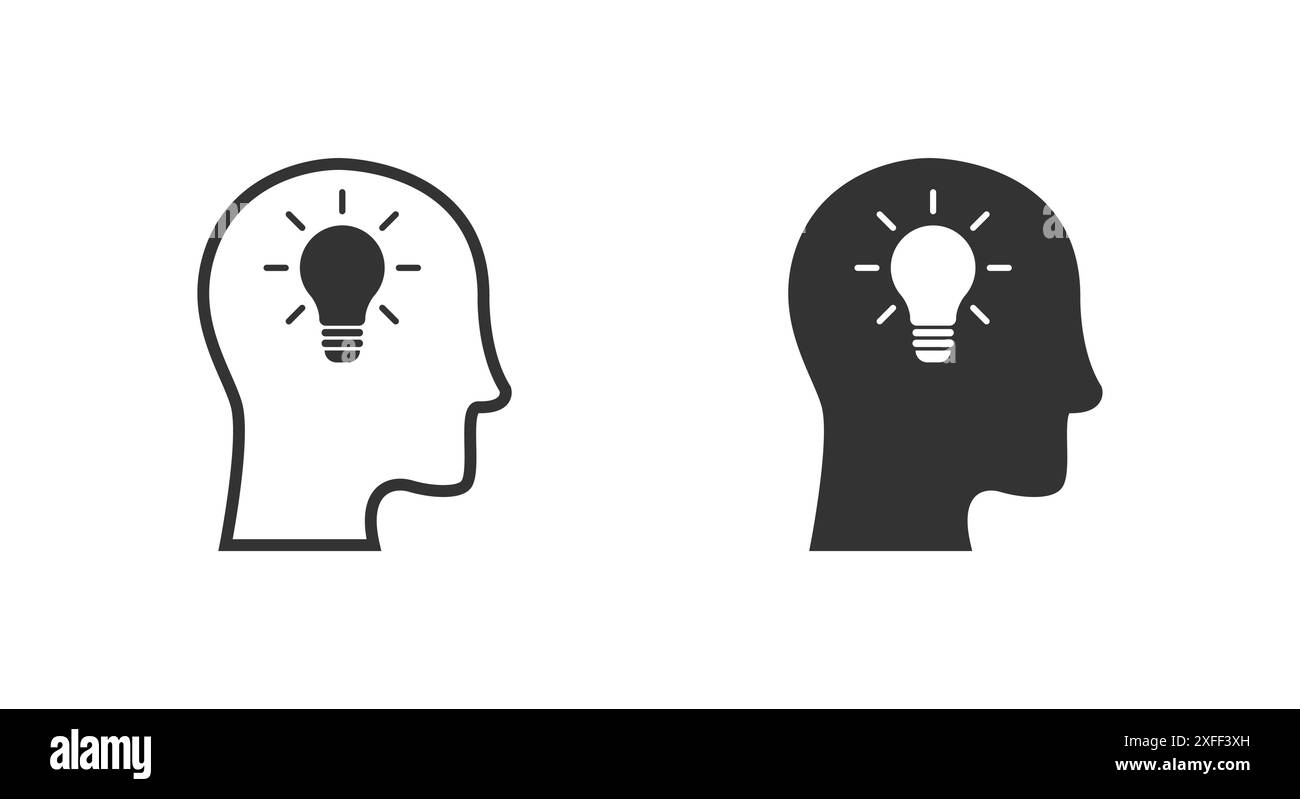 Light bulb in head. Flat vector illustration Stock Vector Image & Art ...