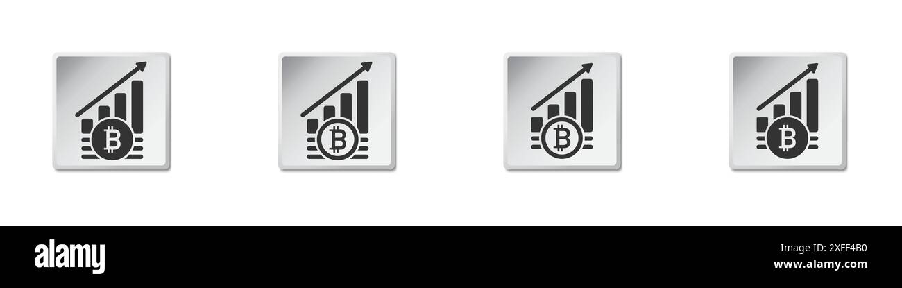 Bitcoin increase symbol. Сryptocurrency growth icon. Flat vector illustration Stock Vector