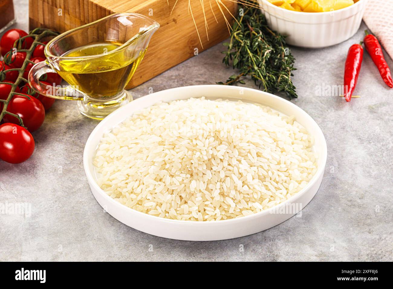 Dry raw Arborio rice for risotto Stock Photo - Alamy