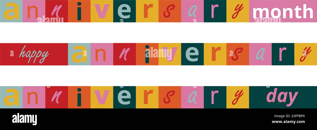 Colored anniversary banners on a white background Stock Vector