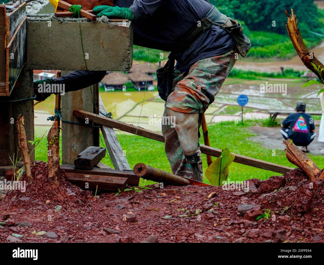 Construction worker in construction site. Stock Photo