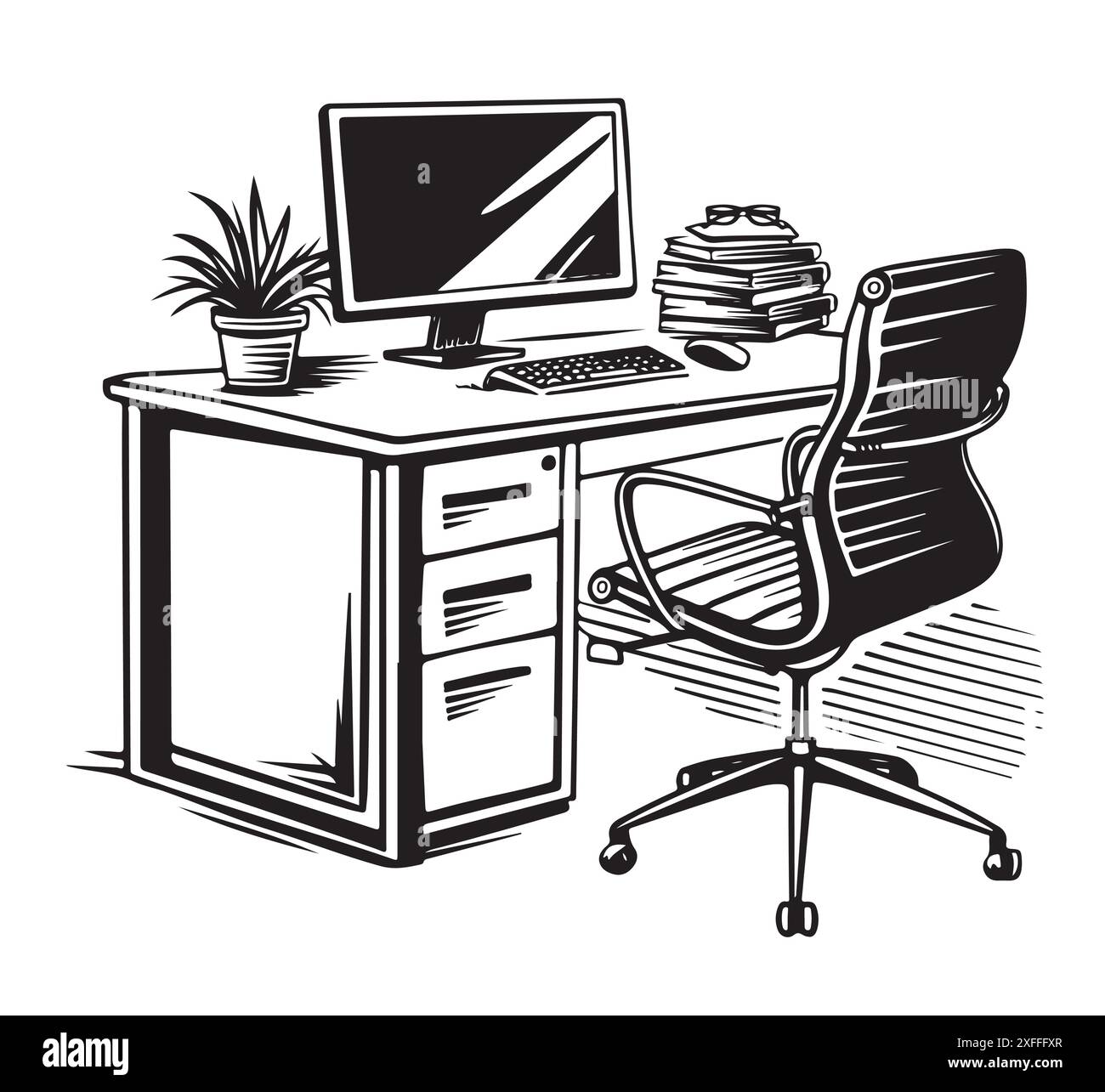 Modern open plan interior office space Black and White Stock Photos ...